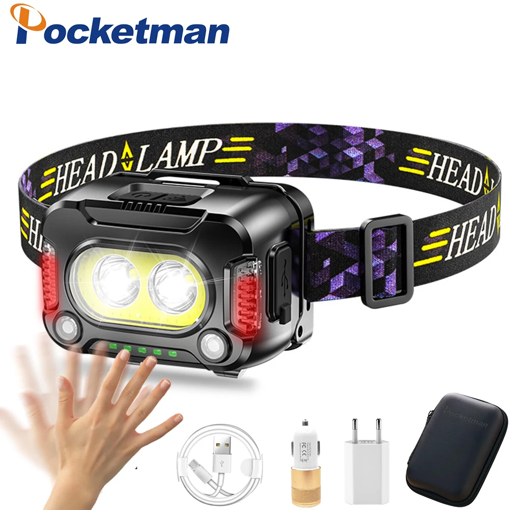 Powerful Headlamp LED Motion Sensor USB Rechargeable Headlight Outdoor Camping Head Front Light Induction Head Torch zaklamp
Powerful Headlamp LED Motion Sensor USB Rechargeable Headlight Outdoor Camping Head Front Light Induction Head Torch zaklamp