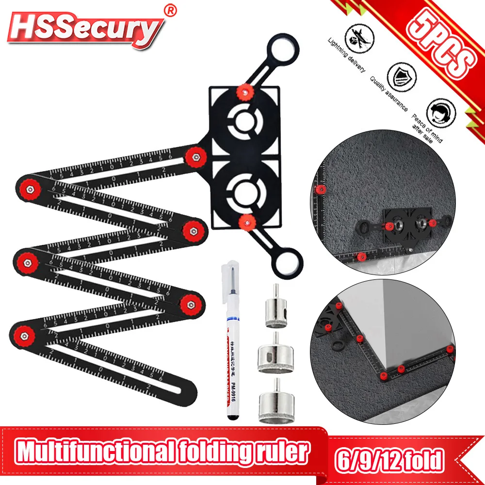 12/9/6 Fold Aluminium Alloy Angle Ruler Joiner Square Measuring Ruler Perforated Mold Template Tool Measuring Instruments Tools
12/9/6 Fold Aluminium Alloy Angle Ruler Joiner Square Measuring Ruler Perforated Mold Template Tool Measuring Instruments Tools