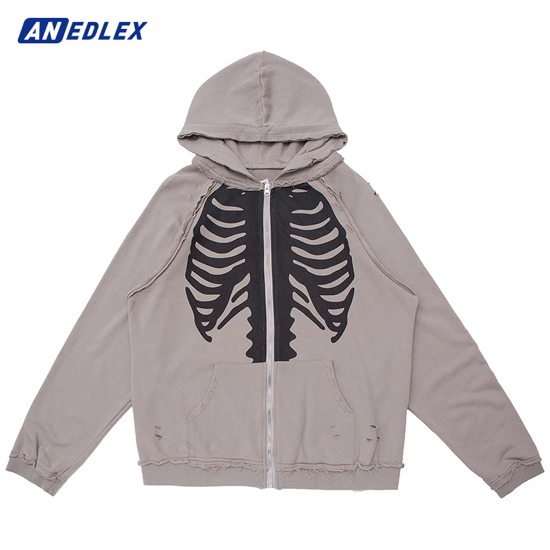 2022 Men Hip Hop Streetwear Ripped Hooded Jacket Sternum Skeleton Jacket Coat Harajuku Cotton Loose Jacket Autumn Outwear Zipper
2022 Men Hip Hop Streetwear Ripped Hooded Jacket Sternum Skeleton Jacket Coat Harajuku Cotton Loose Jacket Autumn Outwear Zipper