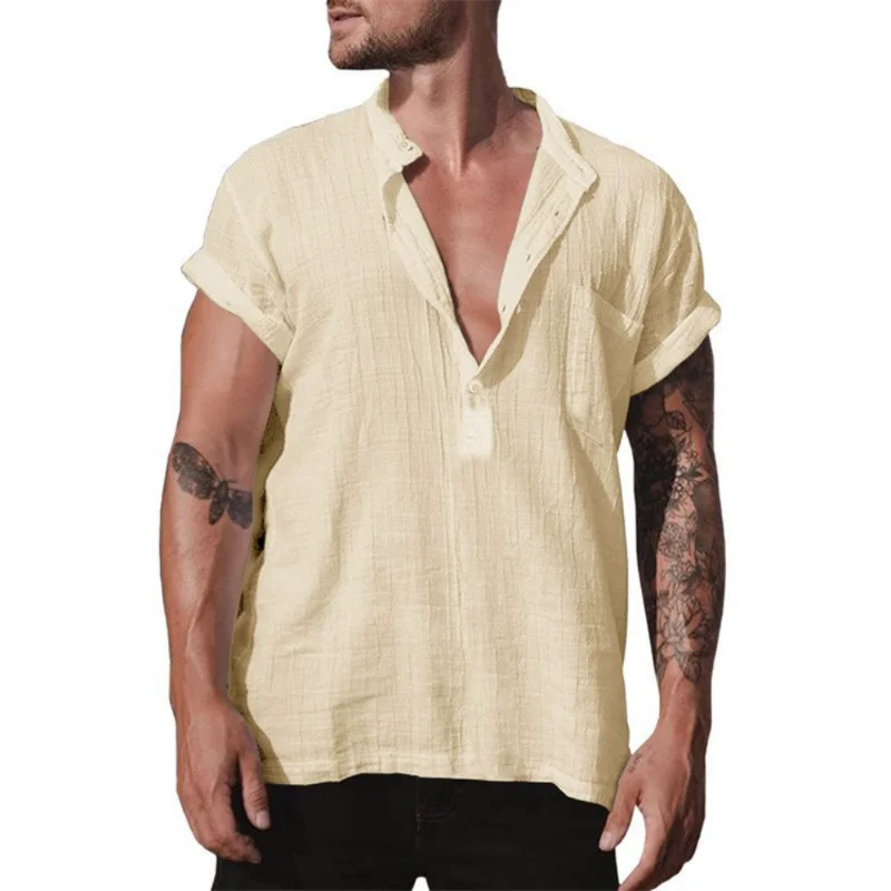 2023 Summer Cotton Linen Loose Casual Shirt for Men Clothing Solid Breathable Men Shirts Henley Shirt Short Sleeve Beach Tops
2023 Summer Cotton Linen Loose Casual Shirt for Men Clothing Solid Breathable Men Shirts Henley Shirt Short Sleeve Beach Tops