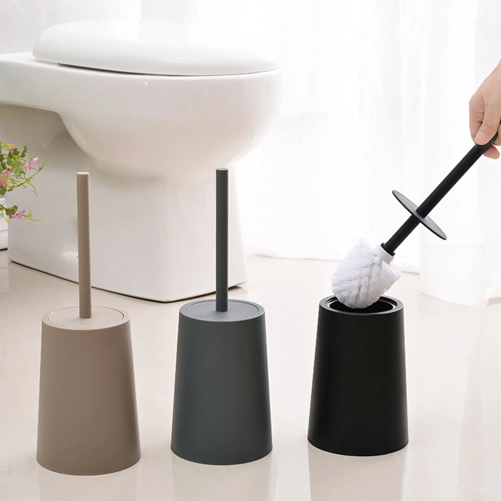 Toilet Brush Set, Household Solid Color Closet Bowl Brush Cleaning Tools with Base for Bathroom Toilet, Black/Gray/Brown
Toilet Brush Set, Household Solid Color Closet Bowl Brush Cleaning Tools with Base for Bathroom Toilet, Black/Gray/Brown