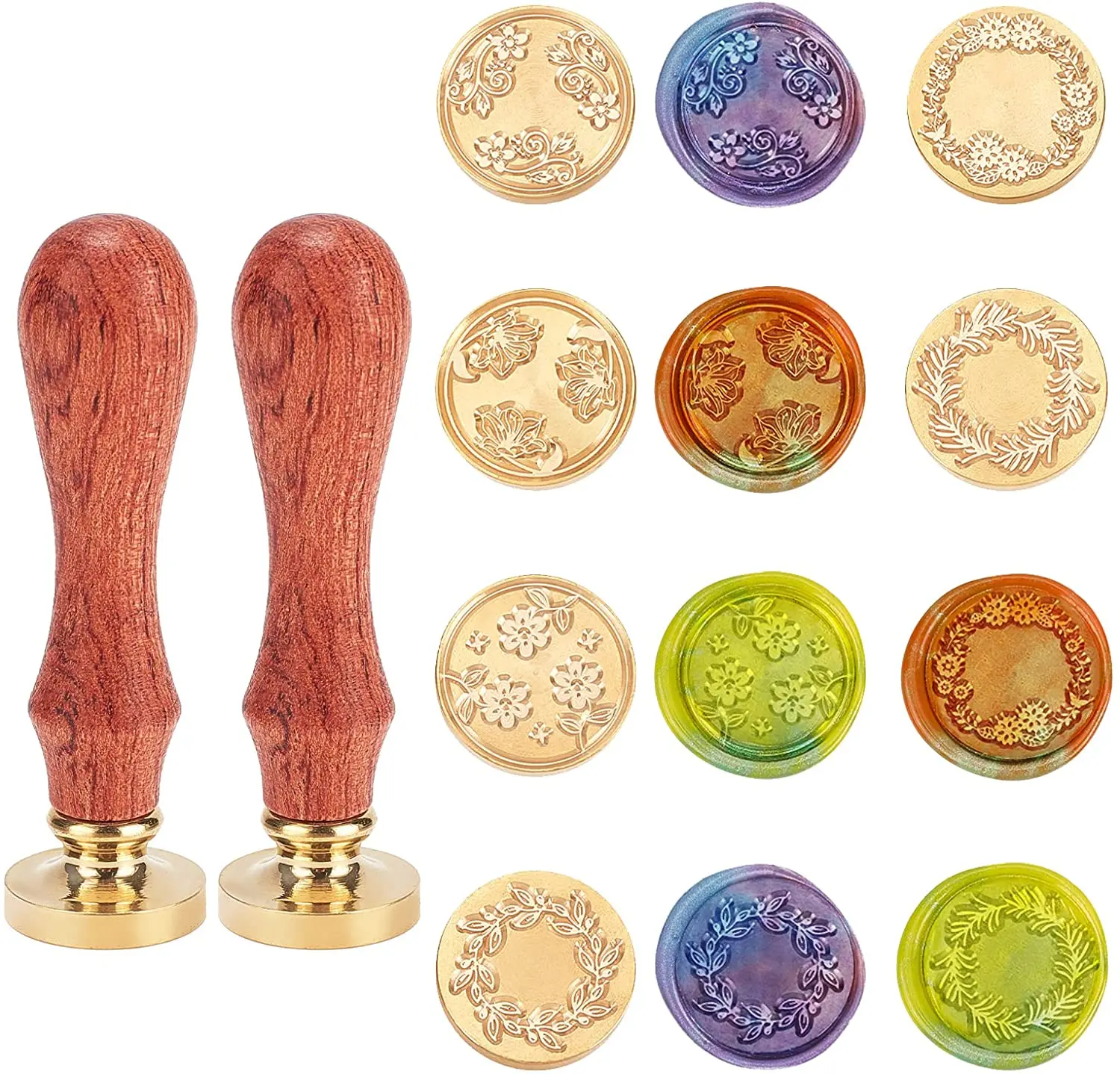 6 PCS Wax Seal Stamp Kit 6 Pieces Garland Rotating Flower Series Sealing Wax Stamp Heads 0.98" with 2 Wooden Handle Vintage
6 PCS Wax Seal Stamp Kit 6 Pieces Garland Rotating Flower Series Sealing Wax Stamp Heads 0.98" with 2 Wooden Handle Vintage