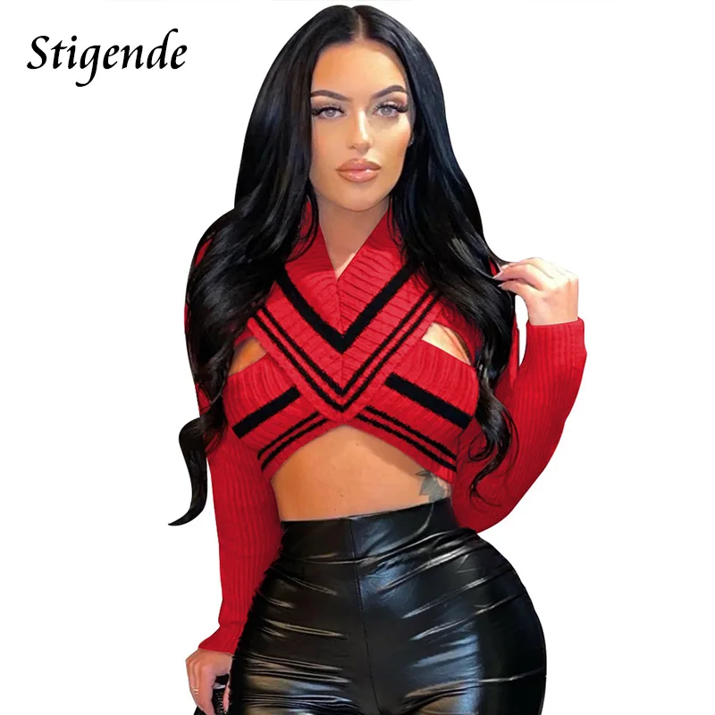 Stigende Women Hollow Out Striped Sweaters Sexy V Neck Crop Pullover Sweater Patchwork Thin Elastic Long Sleeve Knitted Tops
Stigende Women Hollow Out Striped Sweaters Sexy V Neck Crop Pullover Sweater Patchwork Thin Elastic Long Sleeve Knitted Tops