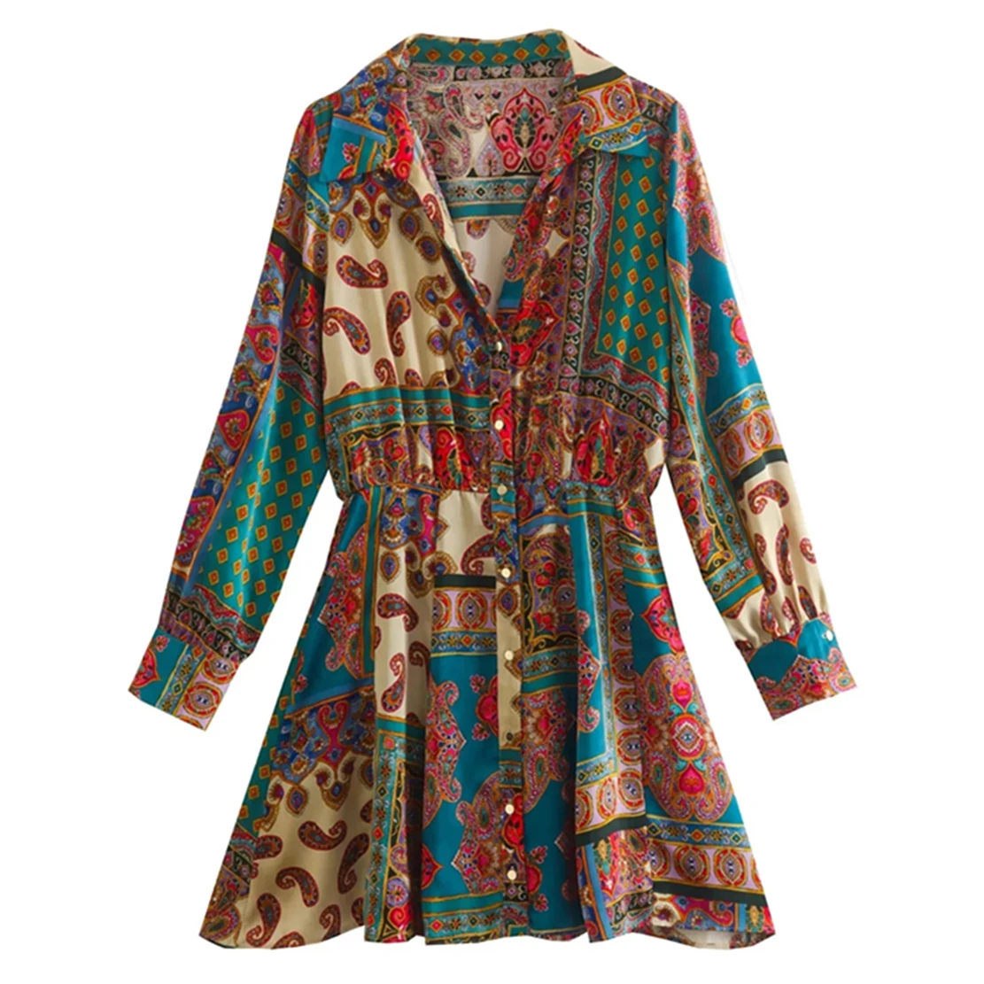 Jenny&Dave Indie Folk Bohemian Style Vintage Patchwork Print Long Sleeve Mini Dress Women
Jenny&Dave Indie Folk Bohemian Style Vintage Patchwork Print Long Sleeve Mini Dress Women