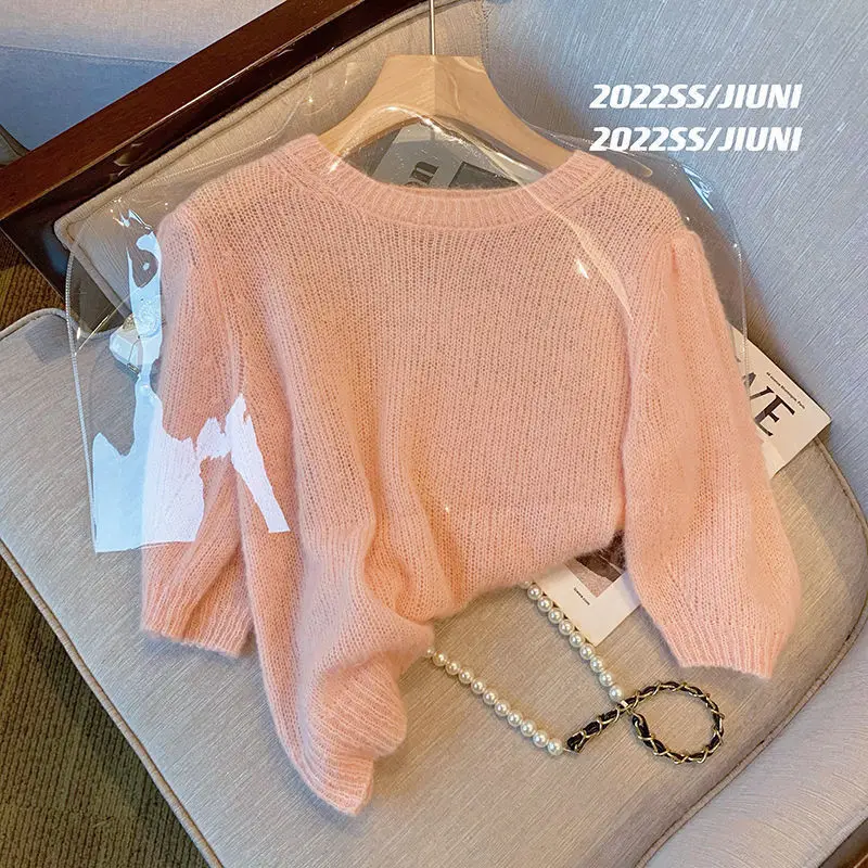 Pink Short-sleeve Thin Knitted Sweater Women's Jumper 2022 Spring Summer Bottoming Shirt New Fashion Korean Sweet T-shirt Top
Pink Short-sleeve Thin Knitted Sweater Women's Jumper 2022 Spring Summer Bottoming Shirt New Fashion Korean Sweet T-shirt Top