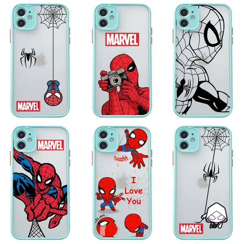 Marvel spider man spiderman Phone Case For iphone 13 12 11 Pro Max Mini XS 8 7 Plus X SE XR Matte Transparent Light blue Cover
Marvel spider man spiderman Phone Case For iphone 13 12 11 Pro Max Mini XS 8 7 Plus X SE XR Matte Transparent Light blue Cover