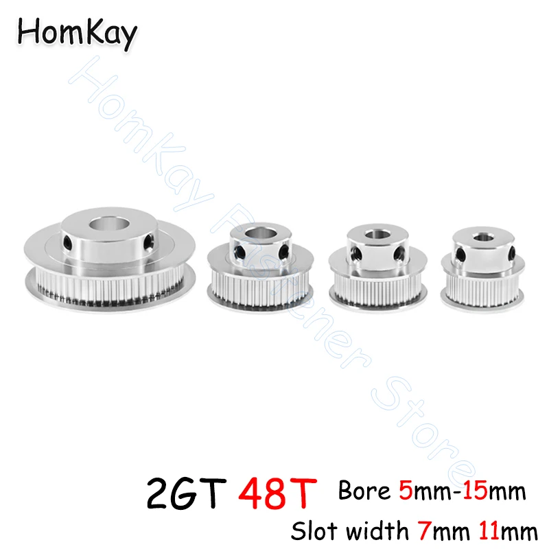 

48T 2GT Timing Pulley Bore 5 6 6.35 7 8 10 12 15mm GT2 48 Tooth Synchronous Wheels 3D Printer Parts for Belt width 6mm 10mm 15mm