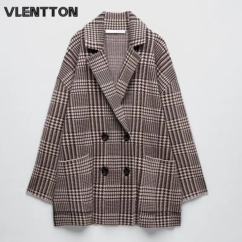 2022 New Spring Autumn Women Vintage Plaid Knitted Blazer Jacket Casual Double Brerasted Suit Coat Office Ladies Outwear
2022 New Spring Autumn Women Vintage Plaid Knitted Blazer Jacket Casual Double Brerasted Suit Coat Office Ladies Outwear