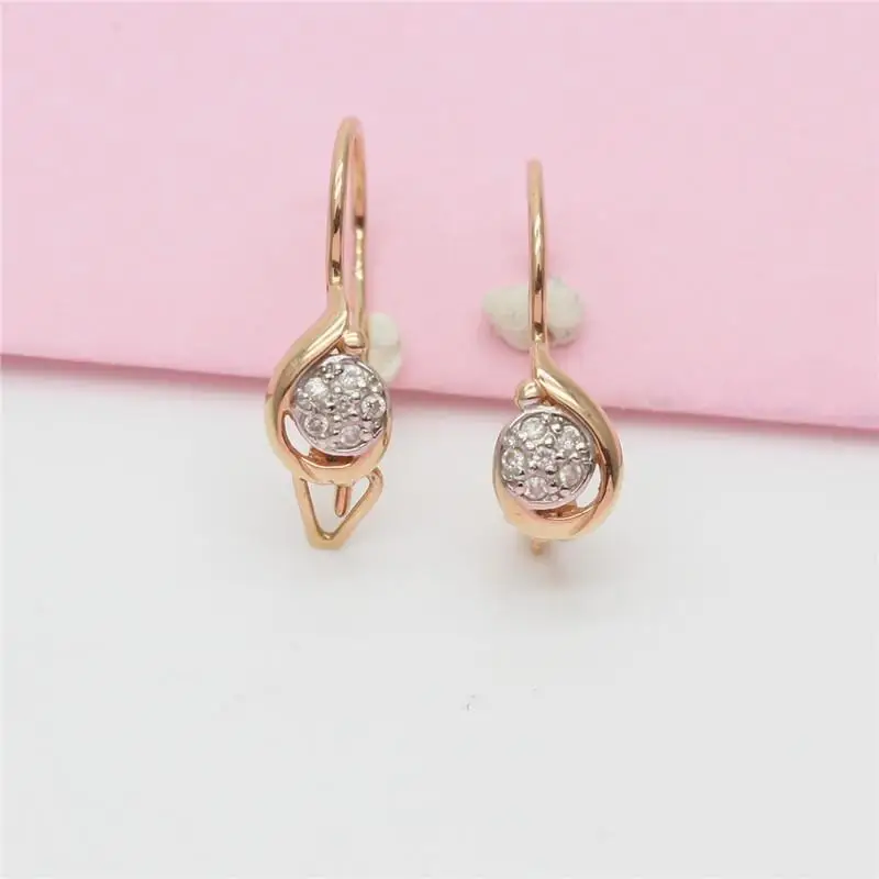 585 Purple Gold Inlaid White Zircon Round Bead earrings for women Plated 14K Rose Gold earings Exquisite Party Jewelry
585 Purple Gold Inlaid White Zircon Round Bead earrings for women Plated 14K Rose Gold earings Exquisite Party Jewelry
