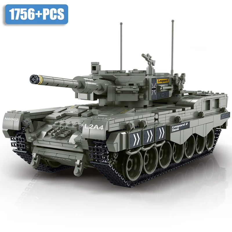 Military WW2 1756pcs Leopard 2 Main Battle Tank MOC Building Blocks Technical Panther 2A4 Panzer Bricks Toys Gifts For Children
Military WW2 1756pcs Leopard 2 Main Battle Tank MOC Building Blocks Technical Panther 2A4 Panzer Bricks Toys Gifts For Children