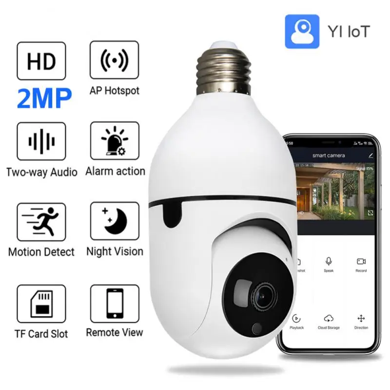 E27 Bulb 2MP 1080P Wifi Camera PTZ Infrared Night Vision Two Way Talk Baby Monitor Auto Tracking Two-Way Audio For Home Security
E27 Bulb 2MP 1080P Wifi Camera PTZ Infrared Night Vision Two Way Talk Baby Monitor Auto Tracking Two-Way Audio For Home Security
