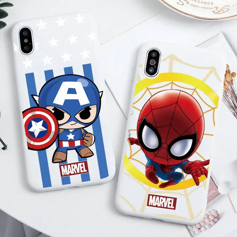 Marvel hero Spider Iron man Captain America soft white Phone Case For iphone 13 12 11 Pro Max Mini XS 8 7 6 6S Plus X SE 2020 XR
Marvel hero Spider Iron man Captain America soft white Phone Case For iphone 13 12 11 Pro Max Mini XS 8 7 6 6S Plus X SE 2020 XR