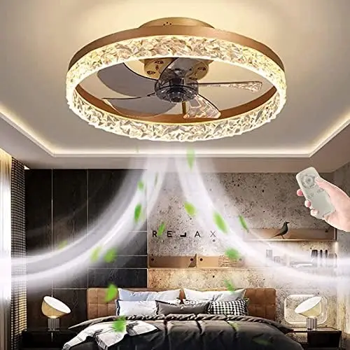 

Ceiling Fan with Lights, Dimmable LED 3 Color 6 Speeds Timing Reversible Blades with Remote Control, Household Fan Chandelier, I