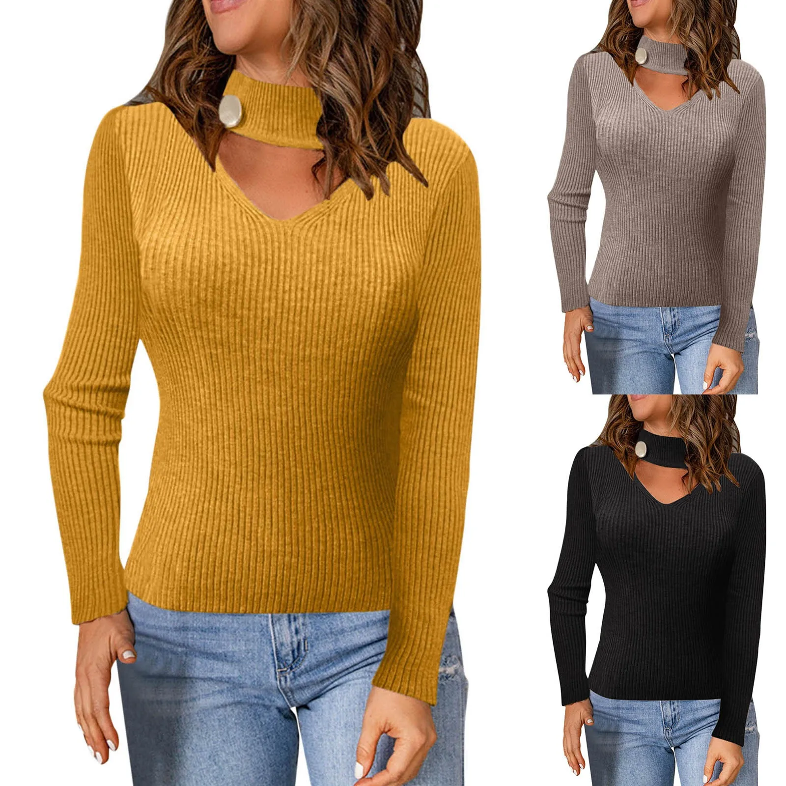 Women Fashion Tight Long Sleeve V Neck Solid Color Halter Pullover Sweater Top V Neck Pullover Men Tunic Sweaters Women
Women Fashion Tight Long Sleeve V Neck Solid Color Halter Pullover Sweater Top V Neck Pullover Men Tunic Sweaters Women