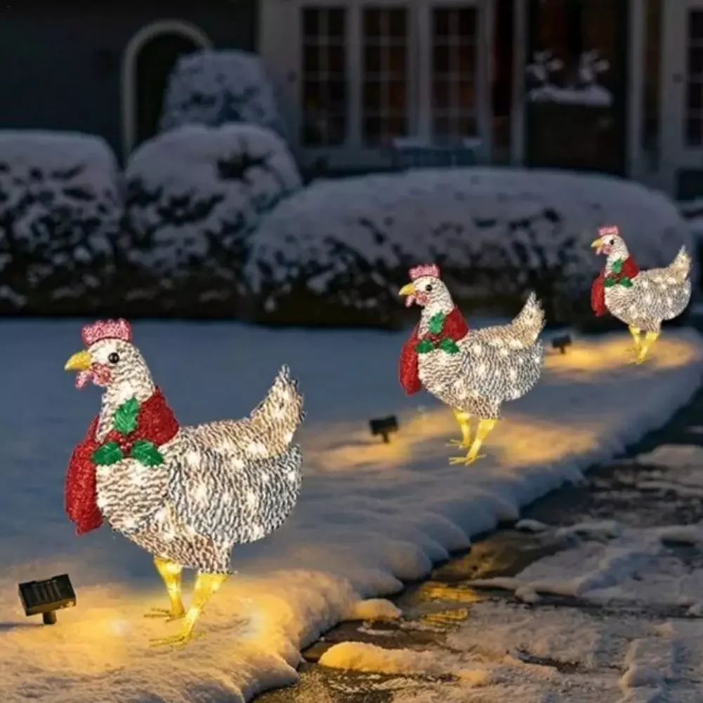 Outdoor Garden Decor Statue Light-Up Chicken With Scarf Resin Chicken Sculpture Lawn Courtyard Christmas Atmosphere Figurines
Outdoor Garden Decor Statue Light-Up Chicken With Scarf Resin Chicken Sculpture Lawn Courtyard Christmas Atmosphere Figurines