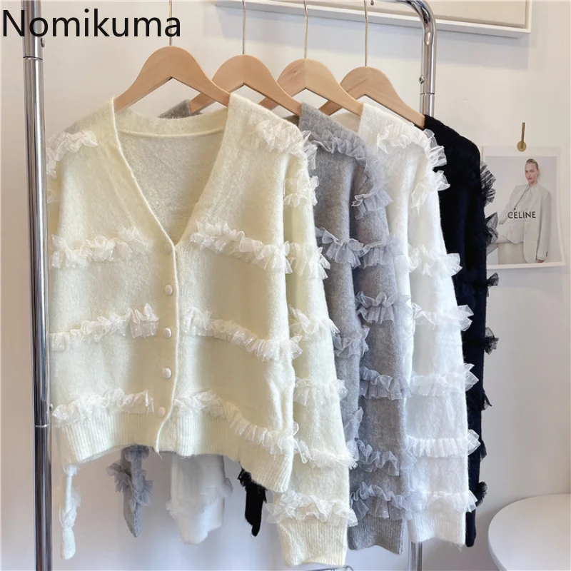 Кардиган Nomikuma, женский осенне-зимний сетчатый лоскутный свободный простой вязаный свитер в стиле ретро, милый модный Повседневный женский ... 
Кардиган Nomikuma, женский осенне-зимний сетчатый лоскутный свободный простой вязаный свитер в стиле ретро, милый модный Повседневный женский ...