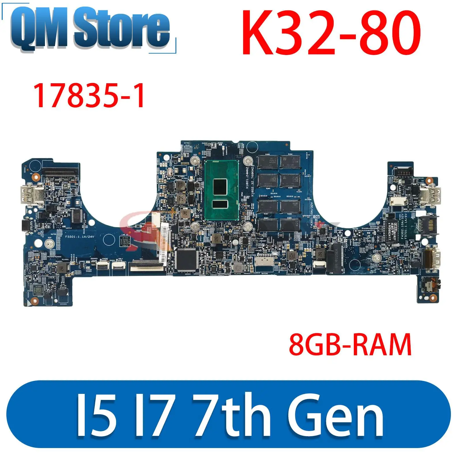 Материнская плата LK32 MB 17835-1 448.0A207.0011 для Lenovo K32-80 K32-80b V730-13IKB, материнская плата для ноутбука с процессором I5 I7 7-й ОЗУ 8 ГБ 100%, тестовая работа
Материнская плата LK32 MB 17835-1 448.0A207.0011 для Lenovo K32-80 K32-80b V730-13IKB, материнская плата для ноутбука с процессором I5 I7 7-й ОЗУ 8 ГБ 100%, тестовая работа