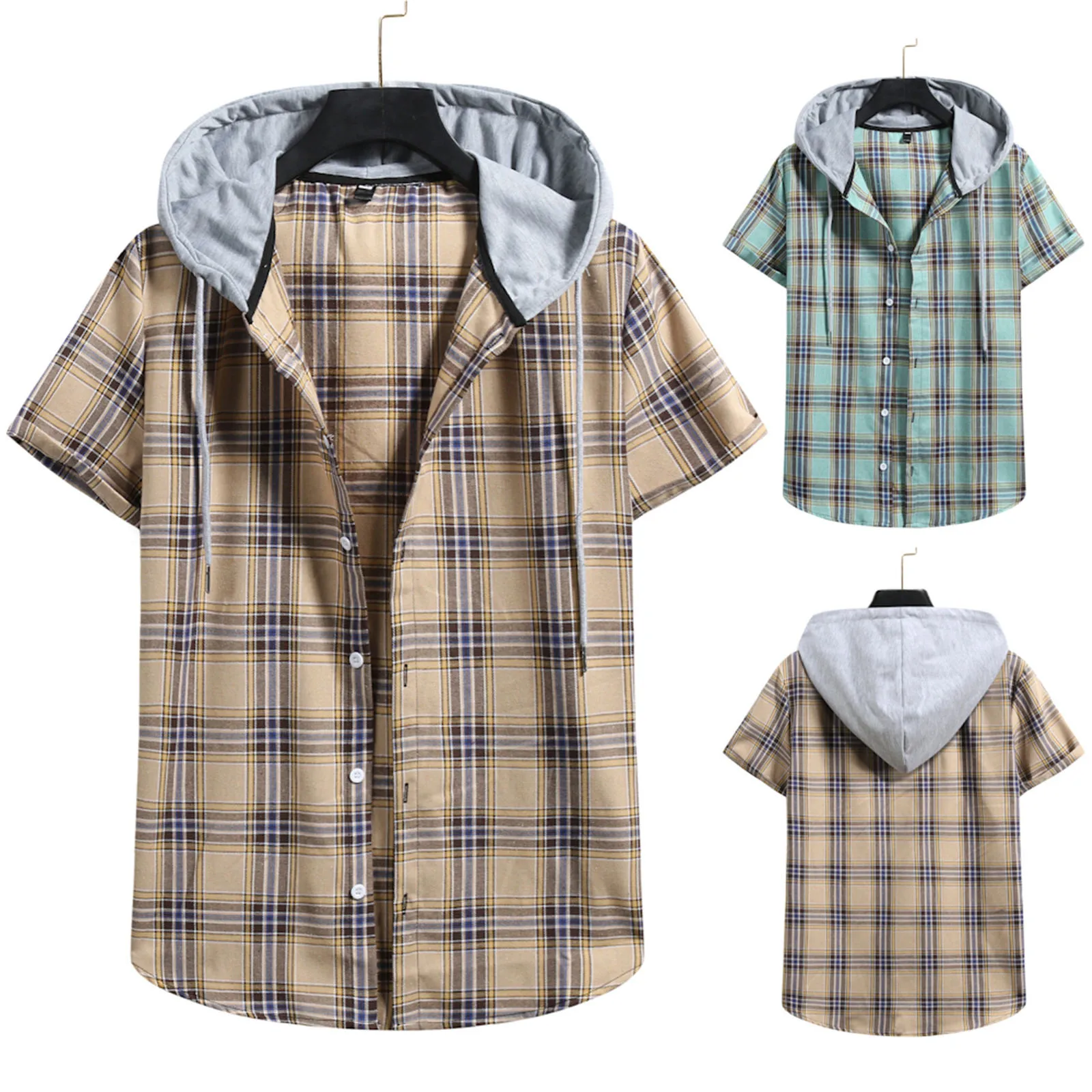 2022 Summer Men's Hooded Shirt couples Hooded plaid short-sleeved shirt for men men clothing
2022 Summer Men's Hooded Shirt couples Hooded plaid short-sleeved shirt for men men clothing