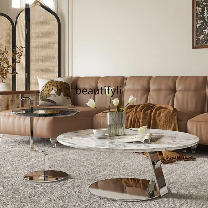 French Retro Natural Marble TeaTable Combination Living Room Small Apartment Home round High-End TeaTable furniture living room
French Retro Natural Marble TeaTable Combination Living Room Small Apartment Home round High-End TeaTable furniture living room