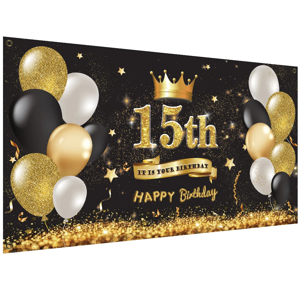 Черные и золотые украшения на день рождения, баннер, первая фотовечевечерние НКА, полиэфирные флажки для детей и взрослых, гирлянда 
Черные и золотые украшения на день рождения, баннер, первая фотовечевечерние НКА, полиэфирные флажки для детей и взрослых, гирлянда