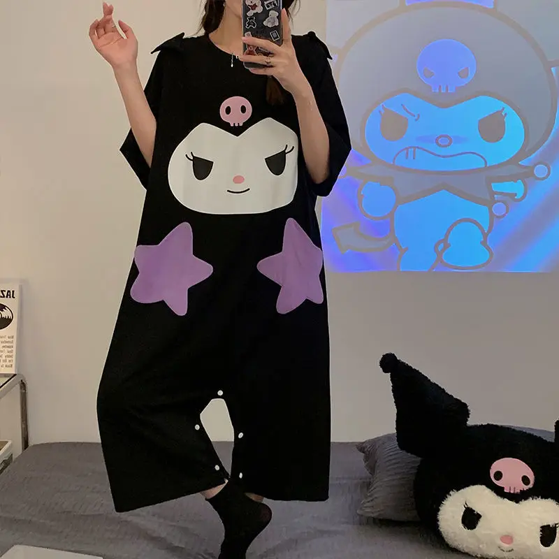 Kawaii Sanrio Kuromi Footed Pajama Cute Anime Ins Casual Costume Printed Sweet Short Sleeve Pure Cotton Loungewear Girls Gifts
Kawaii Sanrio Kuromi Footed Pajama Cute Anime Ins Casual Costume Printed Sweet Short Sleeve Pure Cotton Loungewear Girls Gifts