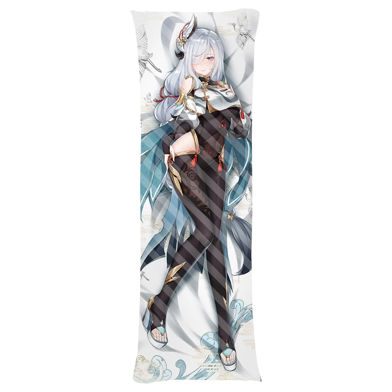 

50x180 см обнимающая подушка для тела Genshin Impact Shenhe Чехол Dakimakura Чехол длинный костюм Shenhe Otaku двухсторонняя наволочка