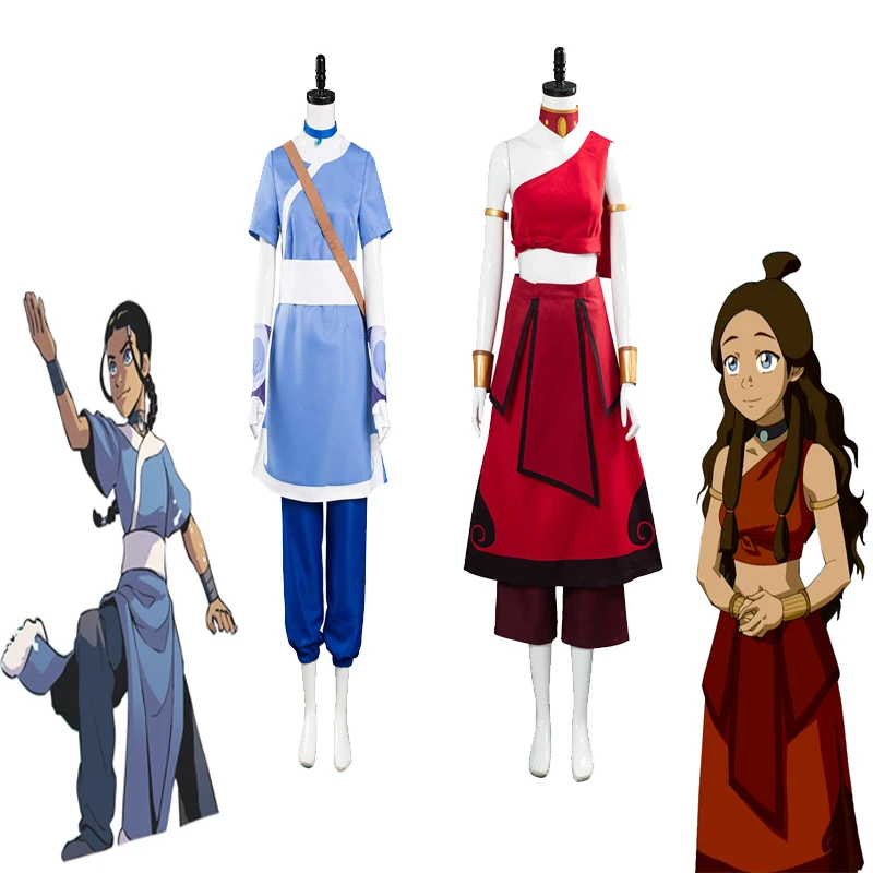 

Anime Avatar: the last Airbender Katara Cosplay Costume Top Pants Dress Halloween Carnival Women Disguise Role Playing Clothes