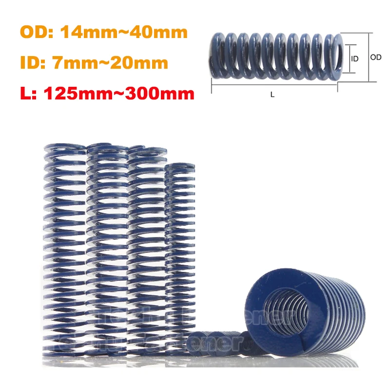 1pc Blue Light Load Compression Mould Die Steel Pressure Spring Stamping Spiral Spring OD 14mm~40mm ID 7~20mm Length 125mm~300mm
1pc Blue Light Load Compression Mould Die Steel Pressure Spring Stamping Spiral Spring OD 14mm~40mm ID 7~20mm Length 125mm~300mm