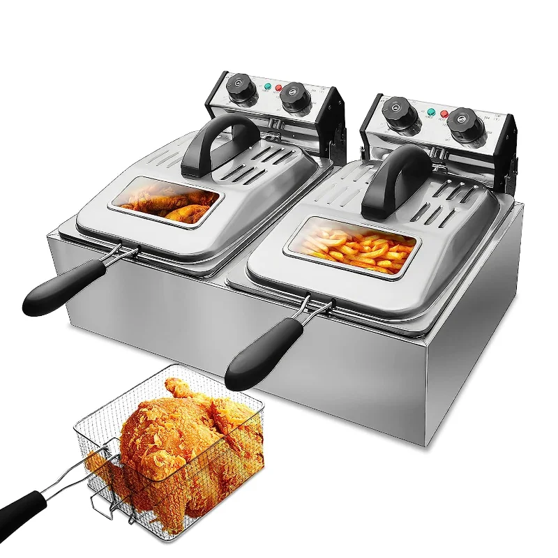 WantJoin Commercial Deep Fryer with Visible Window Deep fryer 2500W 12L (6L* 2)2 * 5.7QT Stainless Steel French Fry Double Deep
WantJoin Commercial Deep Fryer with Visible Window Deep fryer 2500W 12L (6L* 2)2 * 5.7QT Stainless Steel French Fry Double Deep