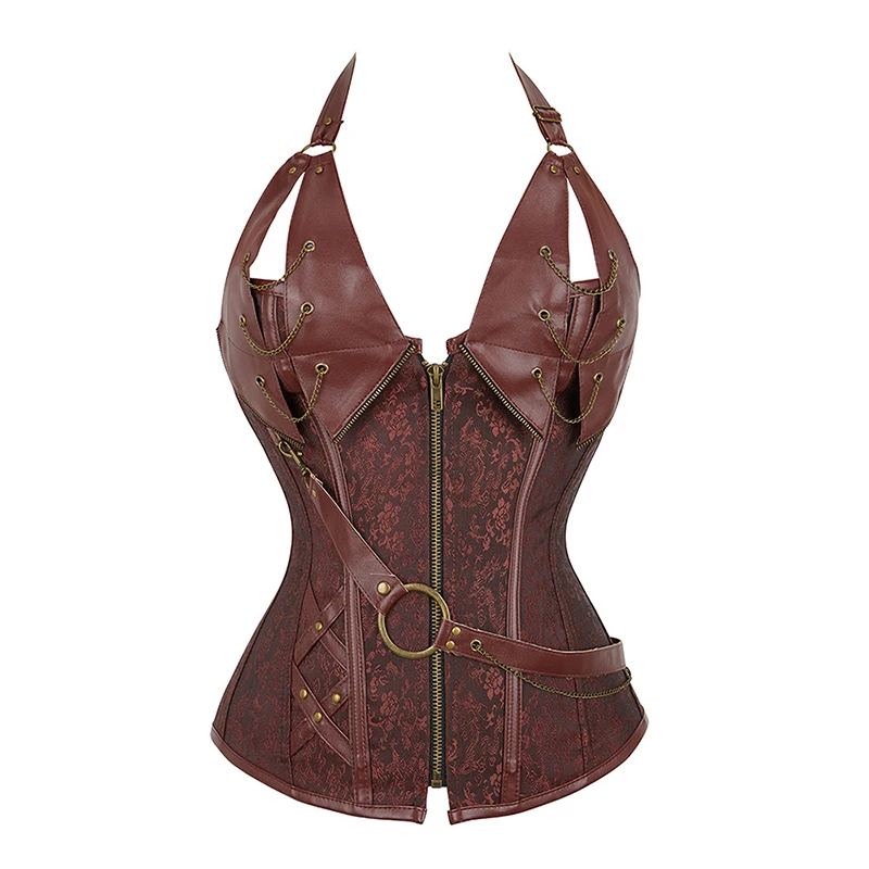 Zip Up Sexy Shaper Bustiers & Corsets Leather Steampunk Underbust Corsets Gothic Corset Top Halter Leather Bustier Corset
Zip Up Sexy Shaper Bustiers & Corsets Leather Steampunk Underbust Corsets Gothic Corset Top Halter Leather Bustier Corset