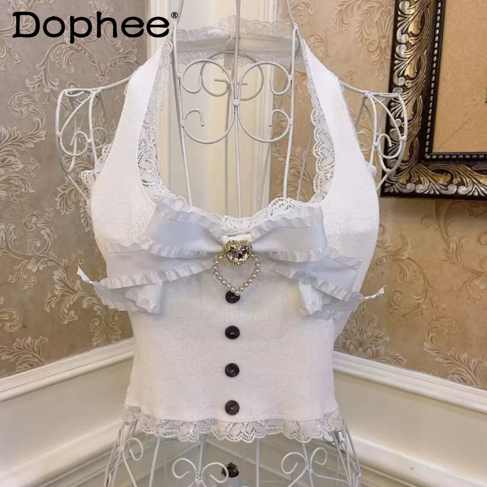 Princess Butterfly Love Diamond Fungus Lace Slim Fit Show Umbilical Halterneck Vest Top Short Strap Women Clothes Y2k Tank Top
Princess Butterfly Love Diamond Fungus Lace Slim Fit Show Umbilical Halterneck Vest Top Short Strap Women Clothes Y2k Tank Top