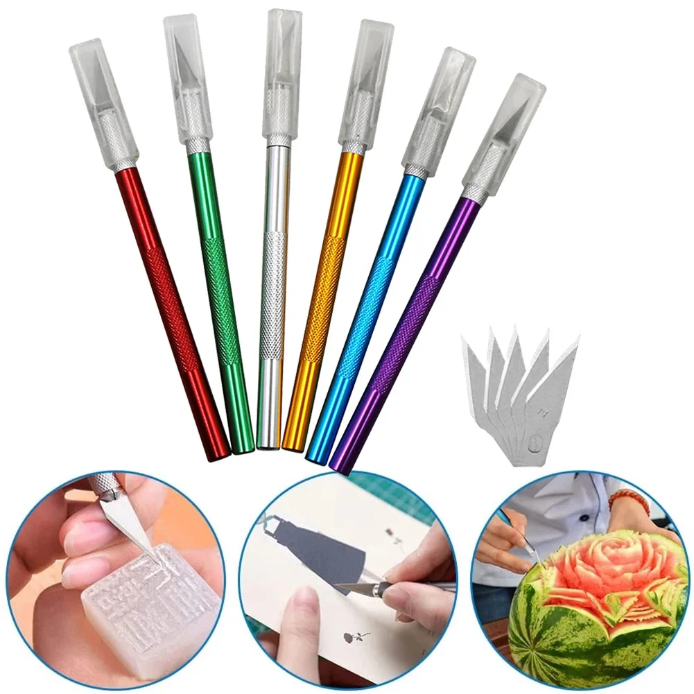 6pcs.Art Carving Cutter With 11# Replacement Blades Paper Sticker Carving Blade For Woodworking Engraving Craft Cutting Tool。
6pcs.Art Carving Cutter With 11# Replacement Blades Paper Sticker Carving Blade For Woodworking Engraving Craft Cutting Tool。