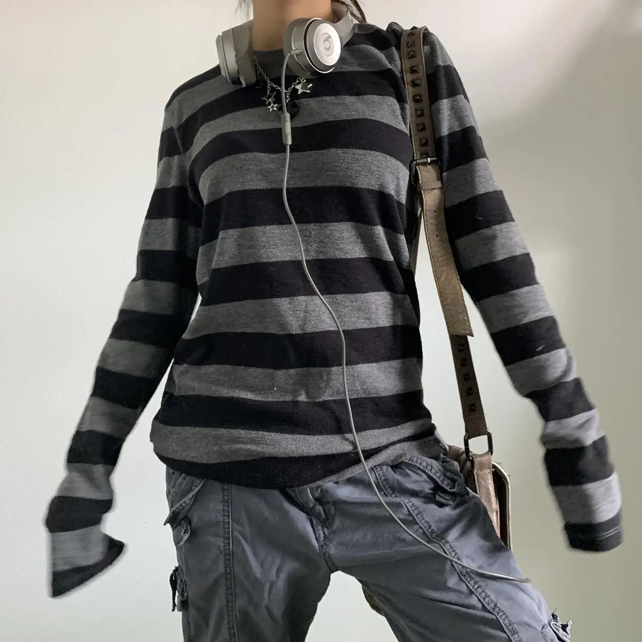 Women Knit Basic T-Shirt Aesthetic Fairycore Autumn Casual Grey Black Striped Long Sleeve Round Neck Tops Club Streetwear Y2k
Women Knit Basic T-Shirt Aesthetic Fairycore Autumn Casual Grey Black Striped Long Sleeve Round Neck Tops Club Streetwear Y2k
