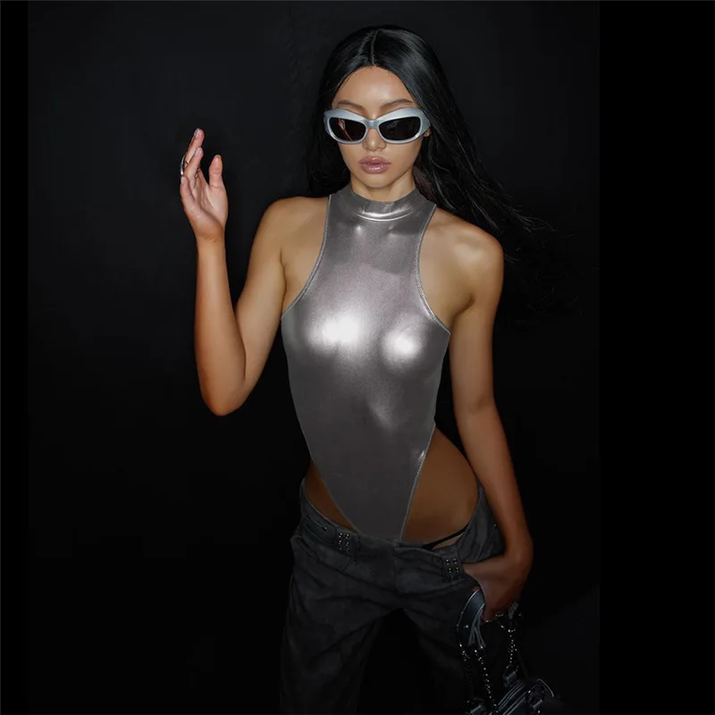 Woman Sleeveless metallic Short Jumpsuit Solid Color O Neck Back Zipper Sexy Bodysuit S-L
Woman Sleeveless metallic Short Jumpsuit Solid Color O Neck Back Zipper Sexy Bodysuit S-L