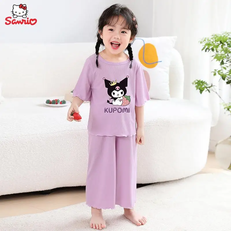 Милый детский пижамный комплект Kawaii Kuromi с коротким рукавом ночная рубашка из вискозы с мультяшным принтом для девочек Повседневная тонкая Детская домашняя одежда
Милый детский пижамный комплект Kawaii Kuromi с коротким рукавом ночная рубашка из вискозы с мультяшным принтом для девочек Повседневная тонкая Детская домашняя одежда