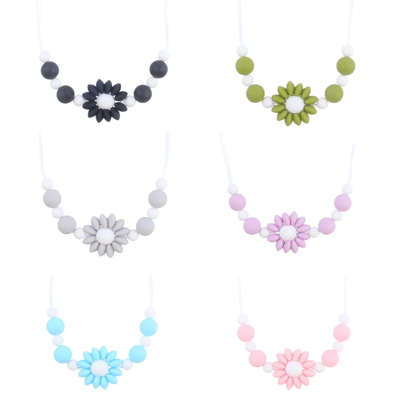 Baby Chew Necklace Silicone Flower Pendant Chewable Beads Necklaces for Baby Girls Boys Biting Baby Teething Nursing
Baby Chew Necklace Silicone Flower Pendant Chewable Beads Necklaces for Baby Girls Boys Biting Baby Teething Nursing