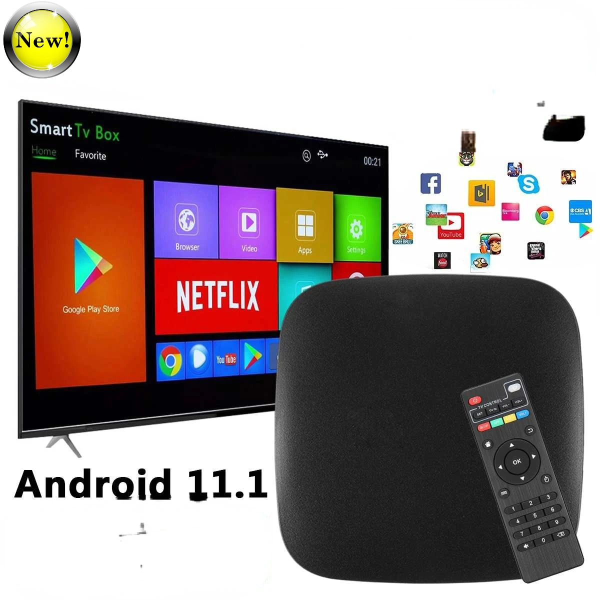 Upgrade DDR3+EMMC Android 11 TV Box Smart TV Box Amlogic 2.4G wifi 4K H.265 4GB RAM 32G Media Player Set Very Fast Set Top Box
Upgrade DDR3+EMMC Android 11 TV Box Smart TV Box Amlogic 2.4G wifi 4K H.265 4GB RAM 32G Media Player Set Very Fast Set Top Box