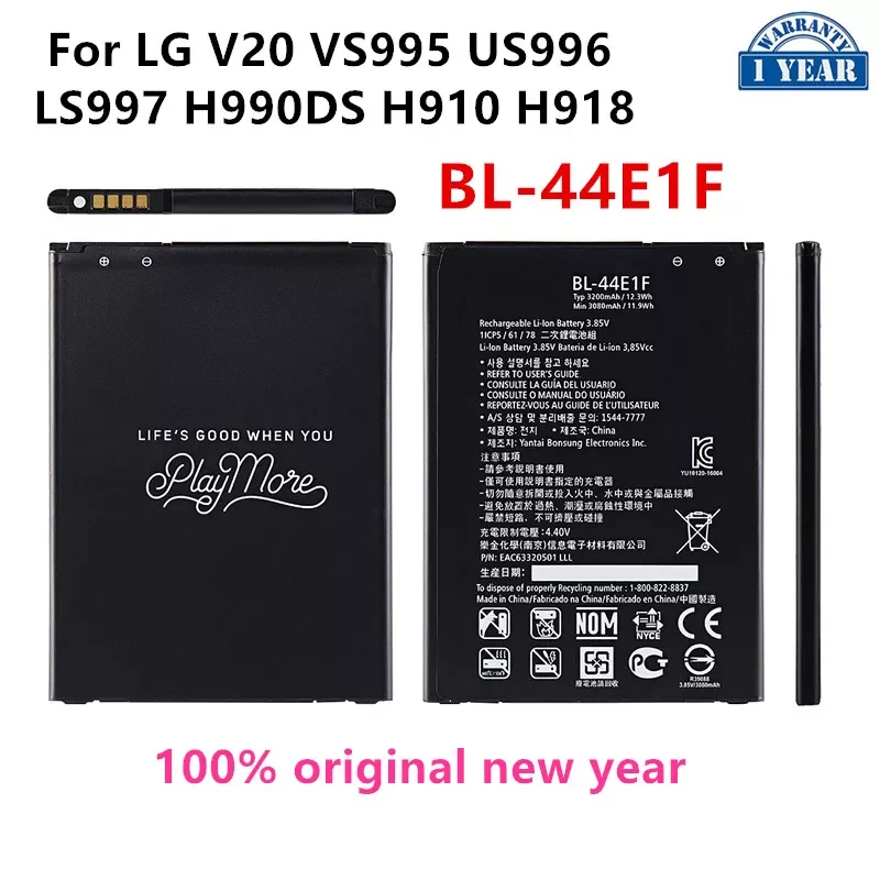 Original BL-44E1F 3200mAh Battery For LG V20 VS995 US996 LS997 H990DS H910 H918 F800 H990 BL 44E1F Mobile phone Batteries
Original BL-44E1F 3200mAh Battery For LG V20 VS995 US996 LS997 H990DS H910 H918 F800 H990 BL 44E1F Mobile phone Batteries