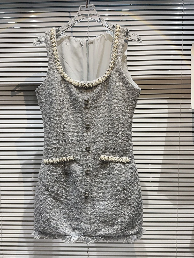 HIGH STREET Newest 2023 Fashion Stylish Designer Women's Pearl Beaded Tweed Sling Dress
HIGH STREET Newest 2023 Fashion Stylish Designer Women's Pearl Beaded Tweed Sling Dress