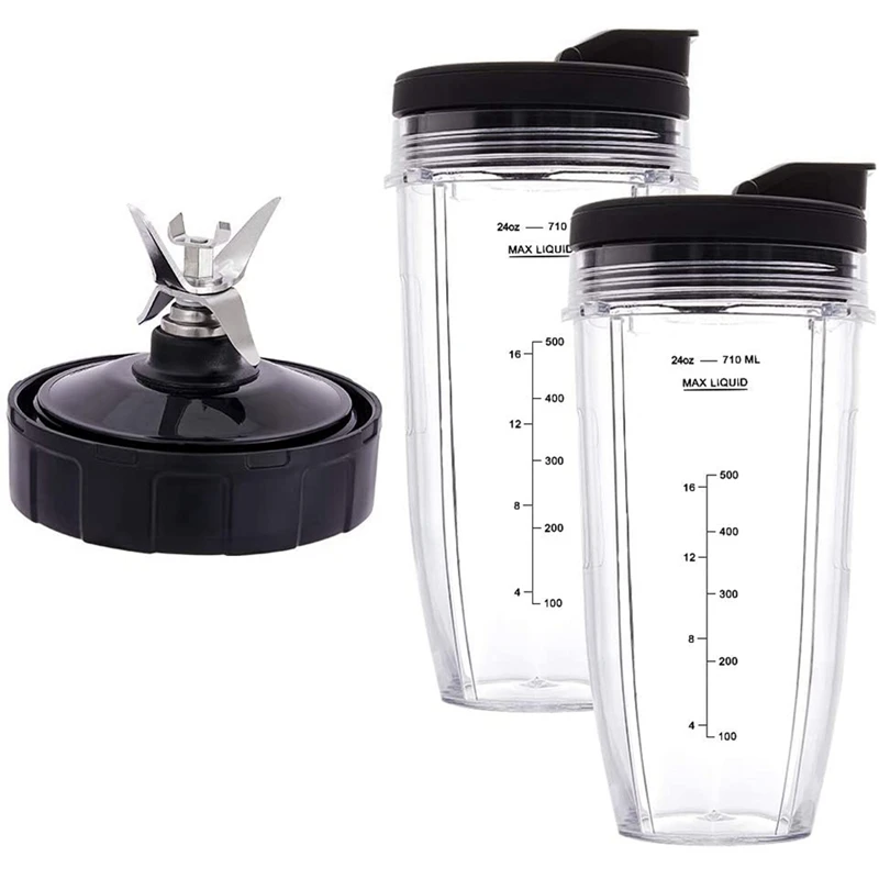 24Oz Cups with To-Go Lids, 7 Fins Extractor Blade, for Nutri Ninja Auto IQ BN801 SS101 BL480-30 BL641 BL642-30 Blender
24Oz Cups with To-Go Lids, 7 Fins Extractor Blade, for Nutri Ninja Auto IQ BN801 SS101 BL480-30 BL641 BL642-30 Blender
