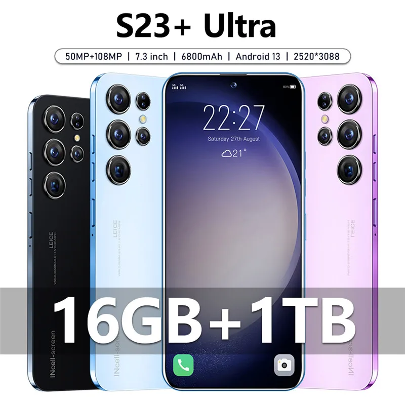 Mobile Phones S23 Ultra 7.3 HD Screen SmartPhone Original 16G+1T 5G Dual Sim Celulares Android Unlocked 108MP 7800mAh Cell Phone
Mobile Phones S23 Ultra 7.3 HD Screen SmartPhone Original 16G+1T 5G Dual Sim Celulares Android Unlocked 108MP 7800mAh Cell Phone