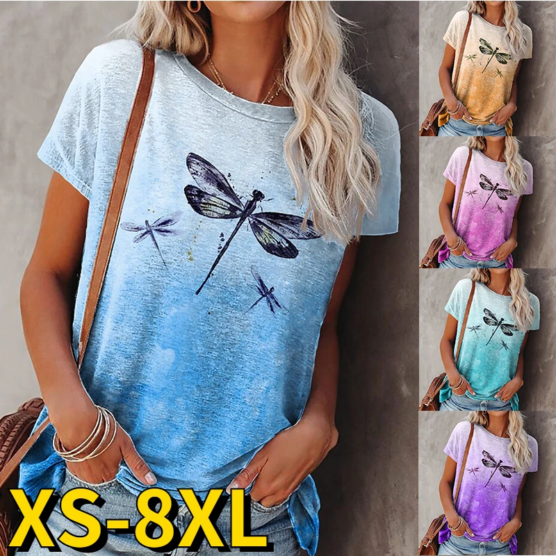 2022 New Summer New 3D Dragonfly Printed Short Sleeve Round Neck Ladies T-Shirt Fashion Tops Casual Loose Everyday Streetwear
2022 New Summer New 3D Dragonfly Printed Short Sleeve Round Neck Ladies T-Shirt Fashion Tops Casual Loose Everyday Streetwear