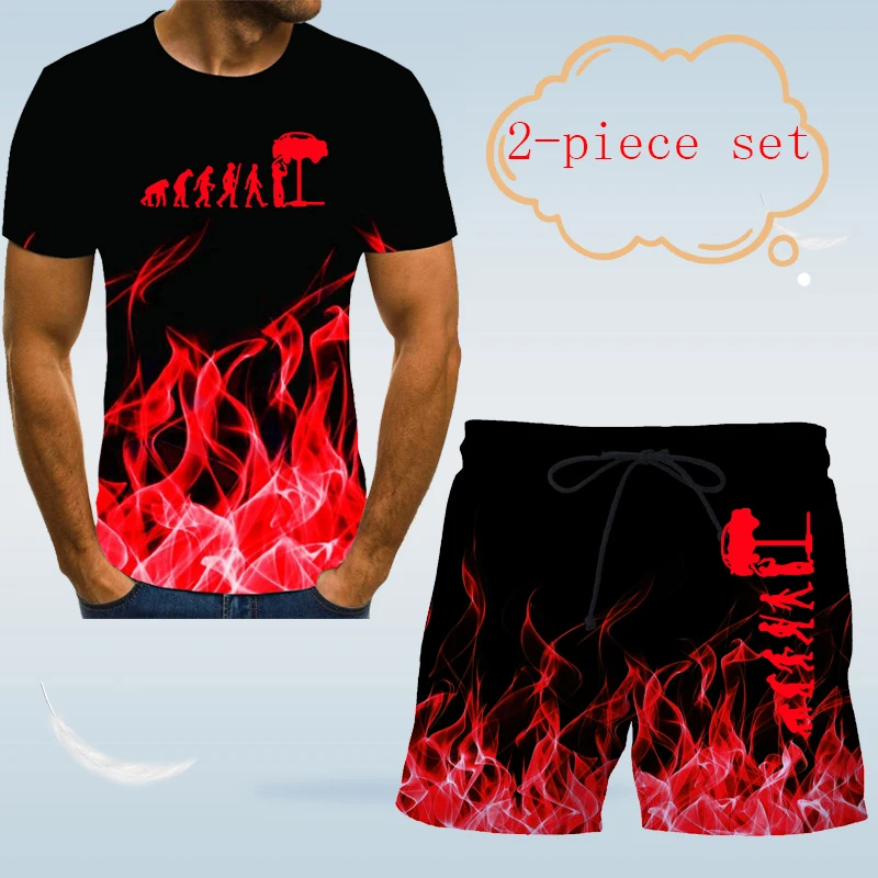 2021 summer human evolution pattern printed short sleeve men's T-shirt + shorts 2-piece round neck Pullover large short sleeves
2021 summer human evolution pattern printed short sleeve men's T-shirt + shorts 2-piece round neck Pullover large short sleeves