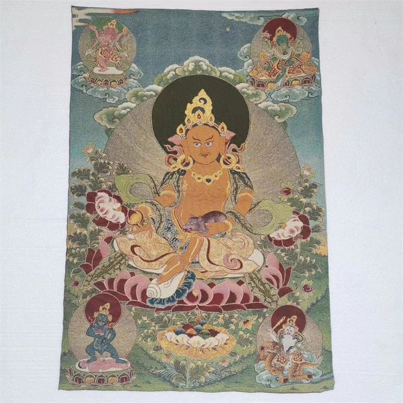 Tibetan Buddha Thangka, Treasure King, Gold Silk Embroidery Brocade Painting, Exquisite Home Decoration, Auspicious
Tibetan Buddha Thangka, Treasure King, Gold Silk Embroidery Brocade Painting, Exquisite Home Decoration, Auspicious