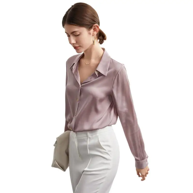 Women Real Silk Long Sleeve Shirt 92% Silk Satin Turn Down Collar Solid Blouse Spring Autumn Office Chic Temperament Elegant Top
Women Real Silk Long Sleeve Shirt 92% Silk Satin Turn Down Collar Solid Blouse Spring Autumn Office Chic Temperament Elegant Top