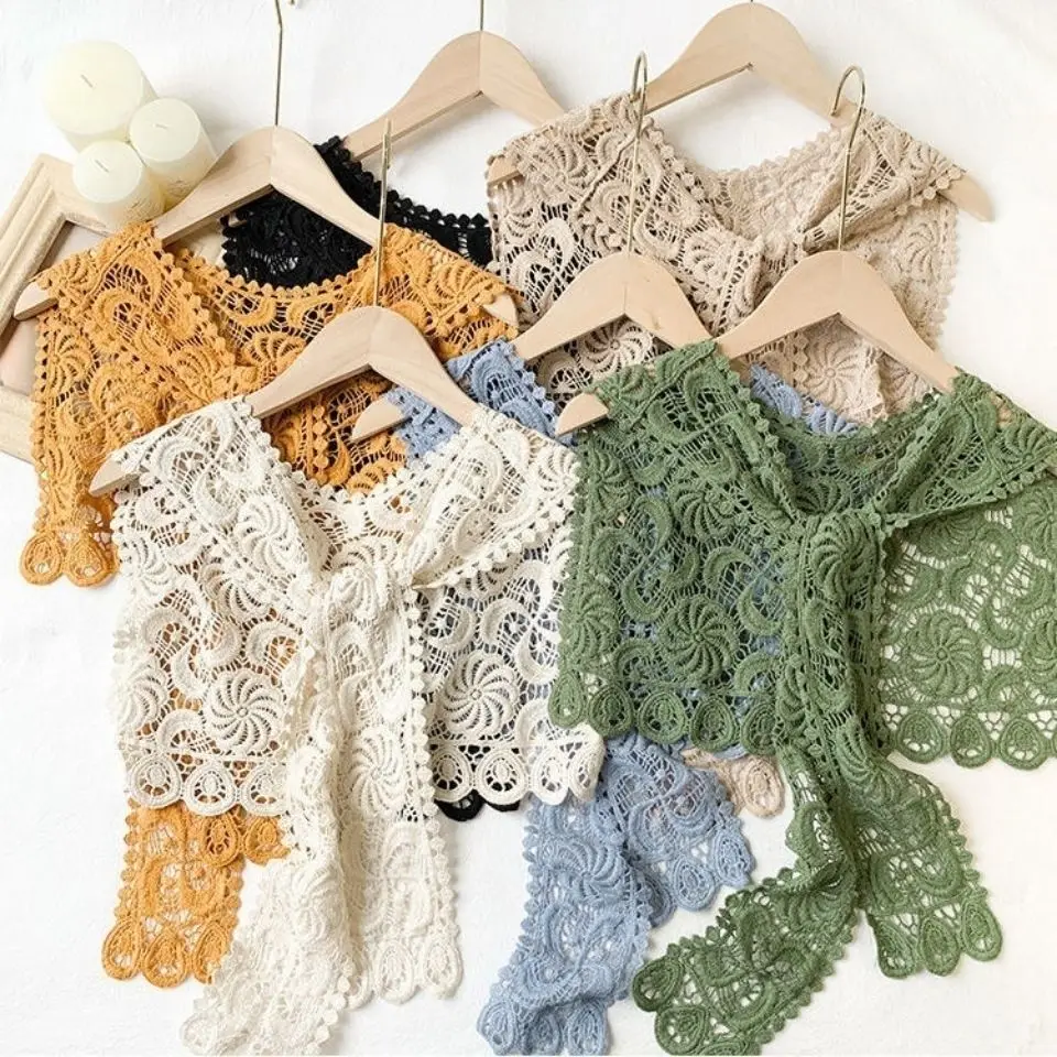 NEW Girl Lace Hollowed Shawl Women Shoulders Cape Vest Fake Collar Capes Knotted Scarf Girl Neck Guard Girl Poncho Wraps Cloak
NEW Girl Lace Hollowed Shawl Women Shoulders Cape Vest Fake Collar Capes Knotted Scarf Girl Neck Guard Girl Poncho Wraps Cloak