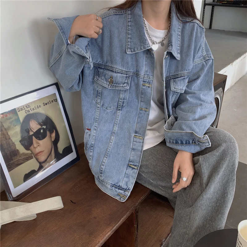 Single-breasted Retro Denim Jacket Women's Spring Autumn New Hong Kong Style Solid Color Neutral Loose Long-sleeved Coat Female
Single-breasted Retro Denim Jacket Women's Spring Autumn New Hong Kong Style Solid Color Neutral Loose Long-sleeved Coat Female