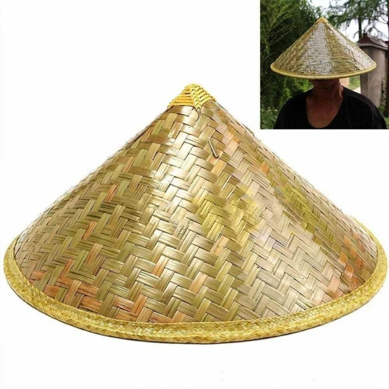 

Chinese Bamboo Hat for Adult Unisex Cosplay NinjaConical Sun Cap Handwoven Fisherman Hat Rice Farmer Hat for Men Women