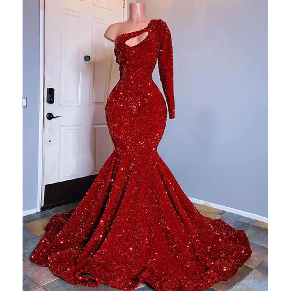 Red Sparkly Sequins Mermaid Prom Dresses Plus Size One Shoulder Formal Party Vestido Festa Luxo Women Evening Gowns Abendkleider
Red Sparkly Sequins Mermaid Prom Dresses Plus Size One Shoulder Formal Party Vestido Festa Luxo Women Evening Gowns Abendkleider