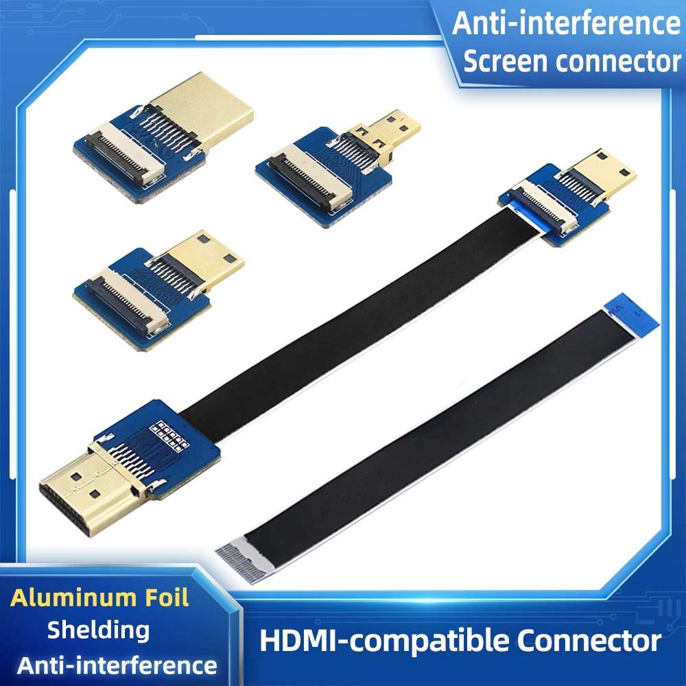Anti-interference Ribbon FPV HDMI-Compatible Connector Flexible Flat Cable Raspberry Pi 4 Micro Mini HDMI-compatible Orange Pi
Anti-interference Ribbon FPV HDMI-Compatible Connector Flexible Flat Cable Raspberry Pi 4 Micro Mini HDMI-compatible Orange Pi